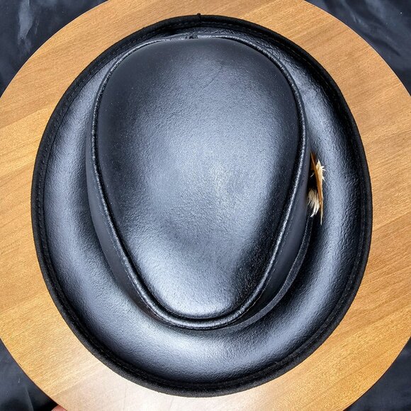 Soho Trilby Black Leather Fedora Hat | American Hat Makers | NWT | Small 6 7/8 - Picture 7 of 9